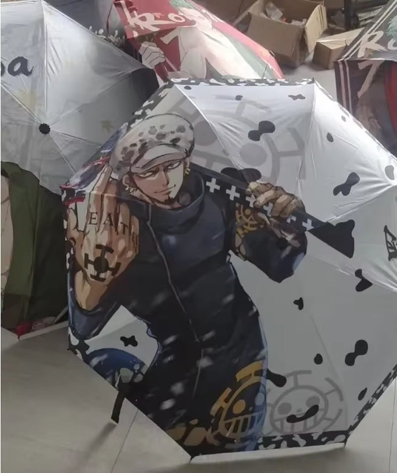 Anime Demon Slayer Folding Umbrella Kimetsu No Yaiba Giyuu Tanjirou Shinobu Katana Rain Gear Portable Travel Parasol Umbrellas
