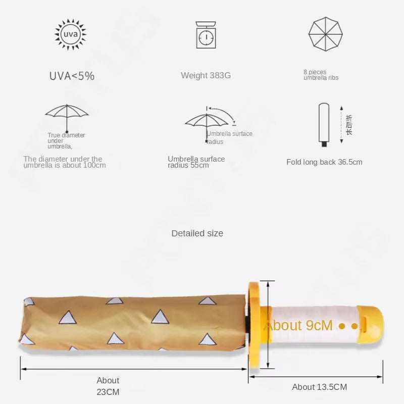 Anime Demon Slayer Folding Umbrella Kimetsu No Yaiba Giyuu Tanjirou Shinobu Katana Rain Gear Portable Travel Parasol Umbrellas